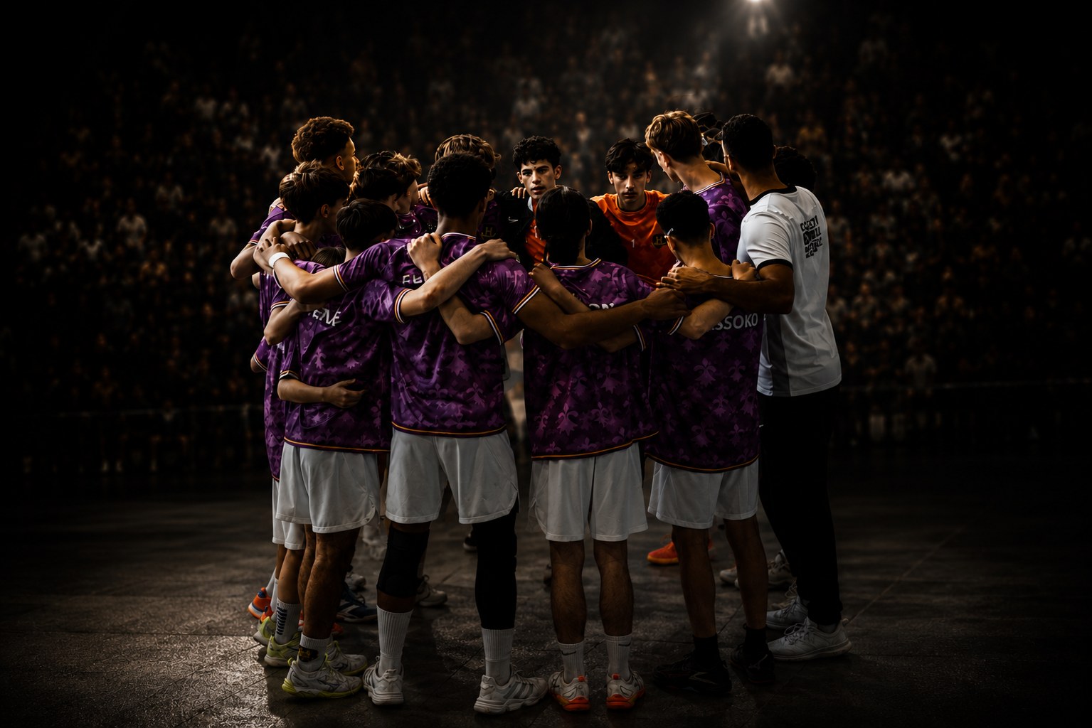 Equipo de balonmano reunido en la pista
